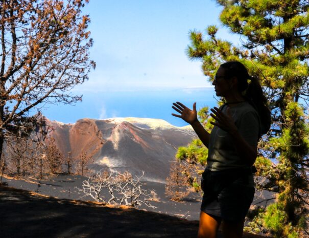 tour guiado al volcán Tajogaite guia explicando